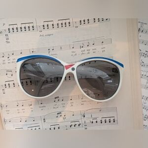 Vintage Italian Retro Stylish White and Blue Sunglasses